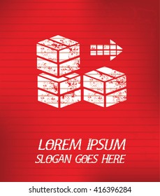 Box on red background,poster grunge design