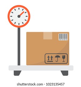 Box on storage scale flat icon, logistic and delivery, platform scale sign vector graphics, a colorful solid pattern on a white background, eps 10.