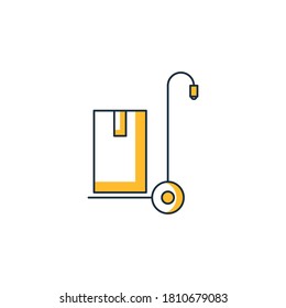 box on trolley yellow theme icon vector illustration