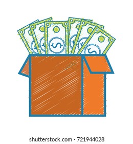 box open with bills dollar
