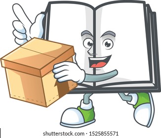 With box open book with character mascot style