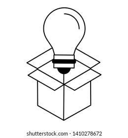Box open with bulb light symbol vector illustration graphic design