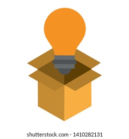 Box open with bulb light symbol vector illustration graphic design