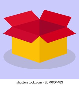 Box. An open cardboard box. The image is made in a flat style. Vector illustration. A series of business icons.