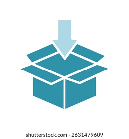 Box Open dual tone blue color, mini illustration icon. use for modern concept, print, UI, UX kit, web and app development. Vector related to sales, logistic and ecommerce