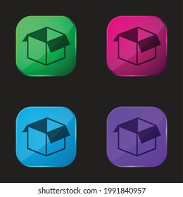 Box Open Shape four color glass button icon