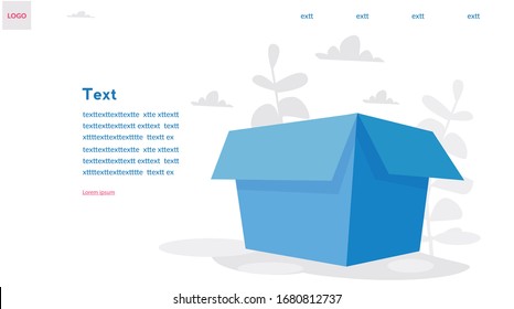 Box opened.  big blue box. Vector illustration for web banner, infographics, mobile