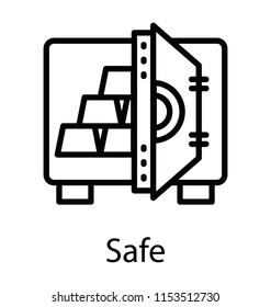 
A box with the opened door having gold stacks inside showing the concept of safe 
