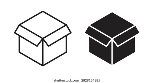 Box opened icon black illustration pack. EPS10