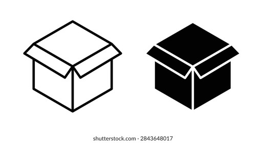 Box opened icon black and white pictogram pack. EPS10