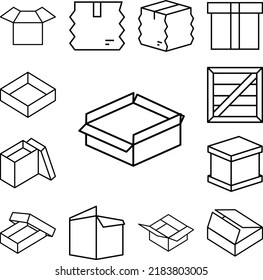 Box opened icon in a collection with other items