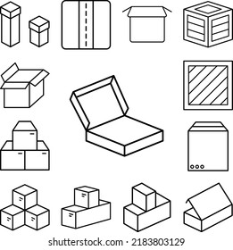 Icono de caja abierto en una colección con otros elementos