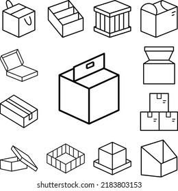 Box opened icon in a collection with other items