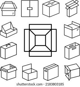 Box opened icon in a collection with other items