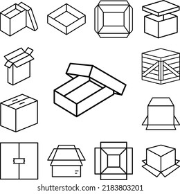 Box opened icon in a collection with other items