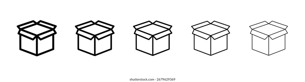 Box opened icon logo in stroke lines collection