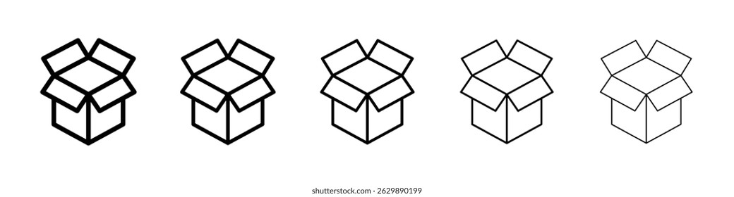 Box opened icon Simple thin line flat symbol