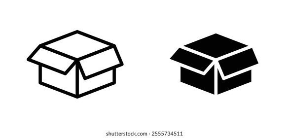 Box opened icon symbol collection on white background.