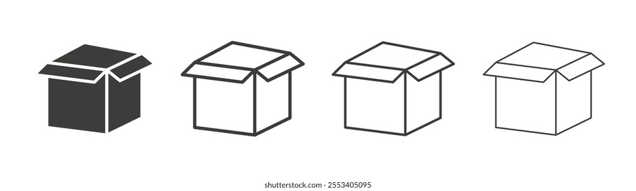 Box opened icons collection. vector set in black color