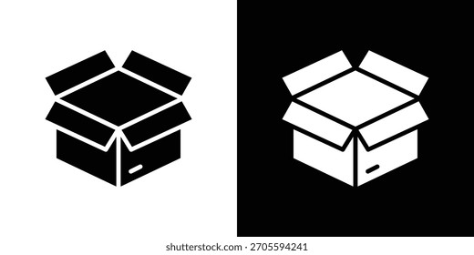 Colección de Ilustración vectorial de iconos abiertos de la caja. iconos blancos y negros.