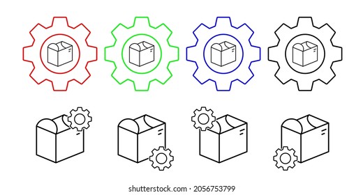 Box opened vector icon in gear set illustration for ui and ux, website or mobile application
