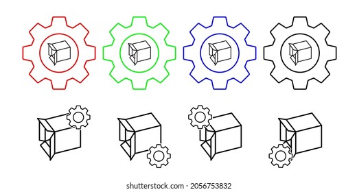 Box opened vector icon in gear set illustration for ui and ux, website or mobile application