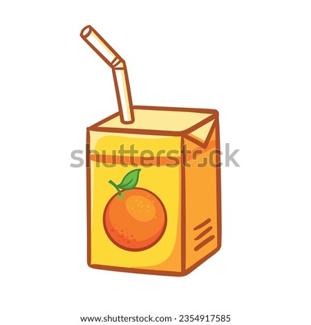 Box with orange juice on a white background. Vector illustration with fruit drink in cartoon style.