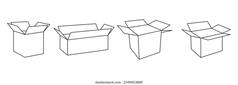 Box outline icon set vector on white background 