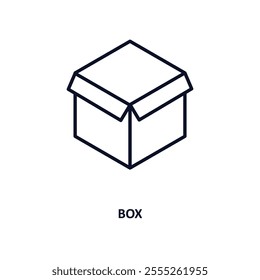box outline icon.  Thin line icon from delivery and logistic collection. Editable vector isolated on white background