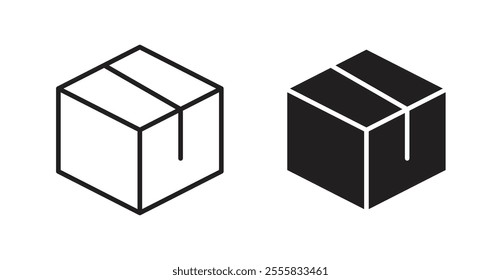 Box outlined and solid icon vector collection.