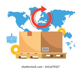 box over pallet vector illustration