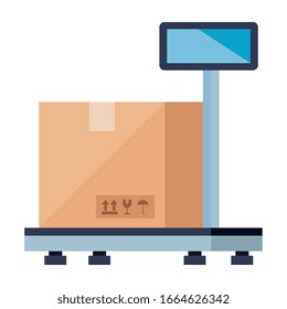 Box over scale design, Delivery logistics transportation shipping service warehouse industry and global theme Vector illustration