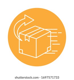 box package with arrow block line style icon vector illustration design