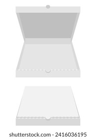 paquete de caja para pizza redonda grande con tomate salami aceituna campeón de la cebolla vectorial ilustración aislado en fondo blanco