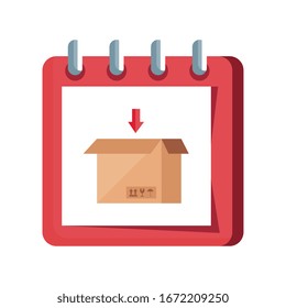 paquete de cuadro recordatorio de calendario icono aislado diseño vectorial