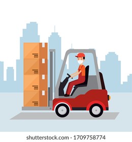 フォークリフトの運転手が同僚の工場事故のコンセプト倉庫のロジスティック運転手が負傷した労働者 のベクター画像素材 ロイヤリティフリー Shutterstock