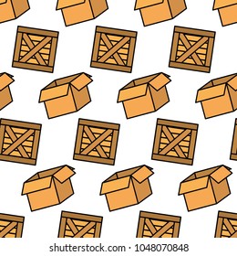 box package of carton and wood background