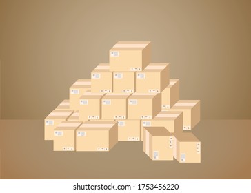 Box package combined pile in the room 