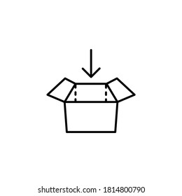 Box, package, delivery box, cargo distribution, export boxes, return parcel simple thin line icon vector illustration