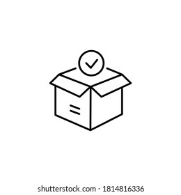 Box, package, delivery box, cargo distribution, export boxes, return parcel simple thin line icon vector illustration