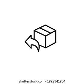Box, Paket, Lieferbox, Ladungsverteilung, Exportkästen, Paketrückgabe einfache dünne Linie Symbol Vektorgrafik