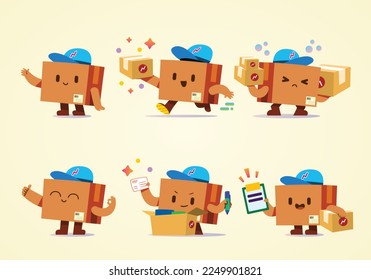 BOX package delivery cartoon character mascot