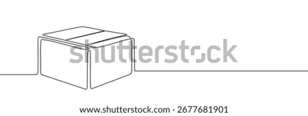 box package delivery icon line gift continuous illustration cardboard doodle warehouse. container box package delivery carton pack parcel storage post vector single open cargo square outline product