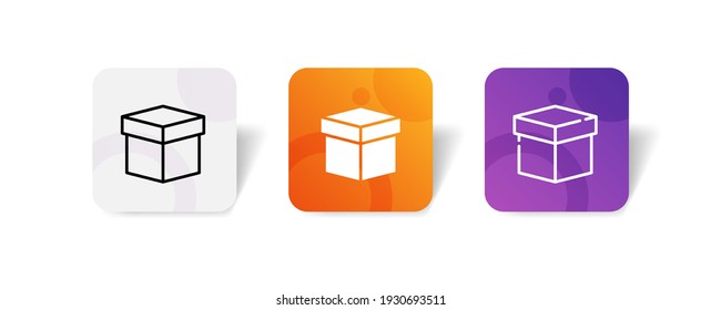 icono de entrega de paquete de caja conjunto en línea, sólido, glifo, estilo de gradiente 3d