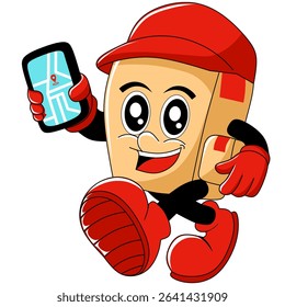 Box package delivery mascot cartoon