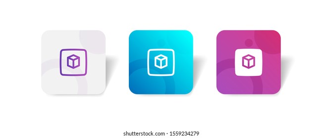box package delivery round icon in outline and solid style with colorful smooth gradient background, suitable for mobile and web UI, app button,  infographic, etc