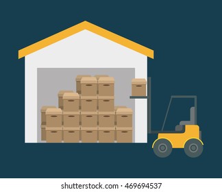 Box package forklift delivery shipping icon. Colorfull and flat illustration. Vector graphic