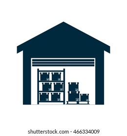 box package garage delivery shipping icon. Isolated and flat illustration. Vector graphic