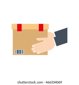 box package hand delivery shipping icon. Isolated and flat illustration. Vector graphic