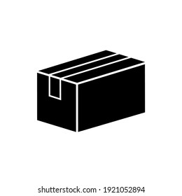 Caja, icono del paquete, logotipo aislado en fondo blanco